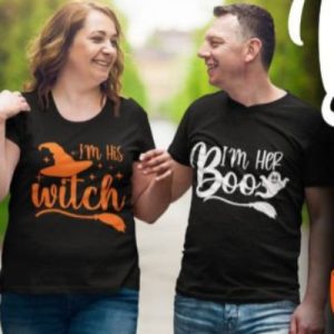 Tricou Personalizat Halloween Witch Boo Couple